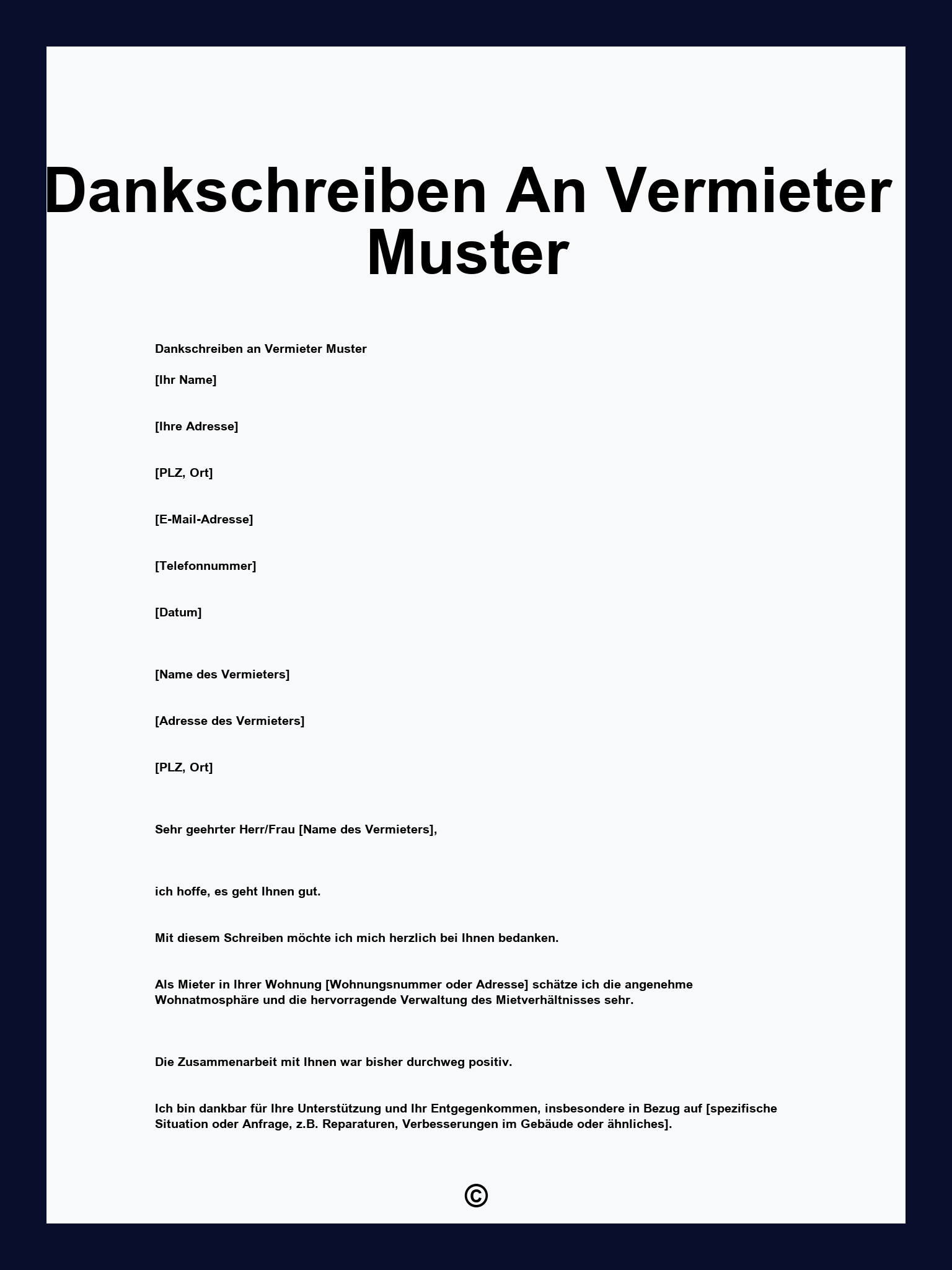 Dankschreiben An Vermieter Muster