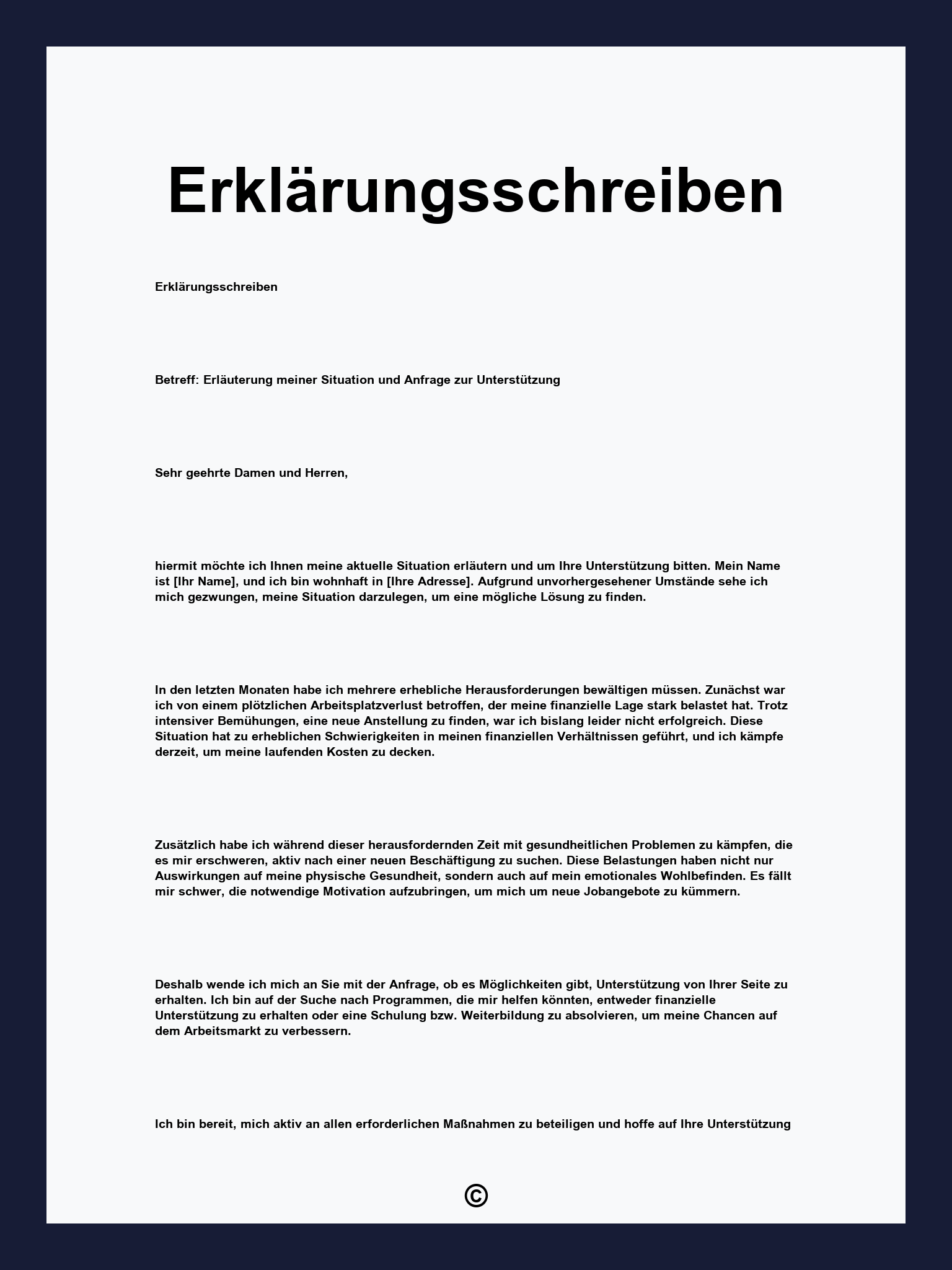 Erklärungsschreiben