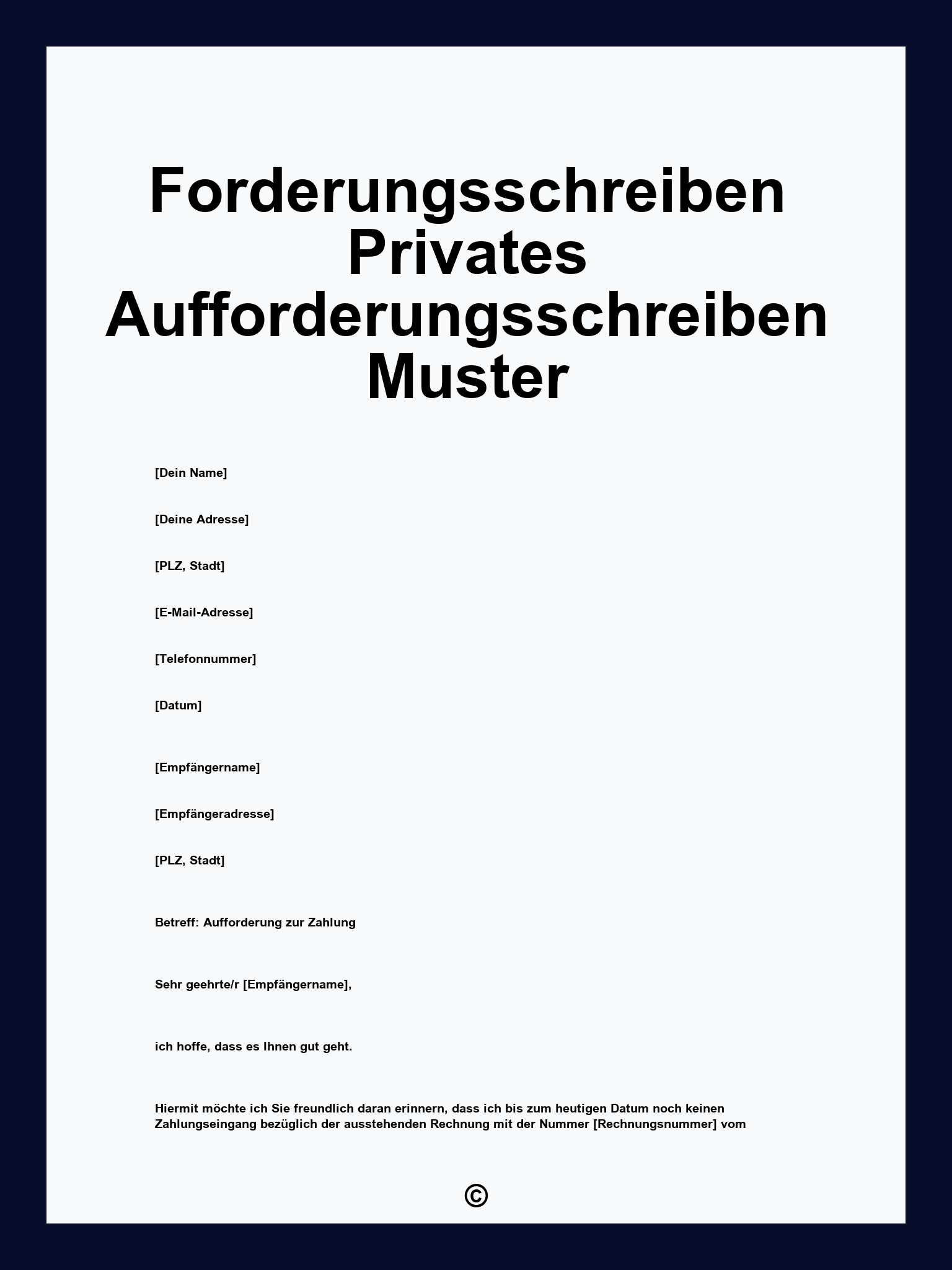 Forderungsschreiben Privates Aufforderungsschreiben Muster