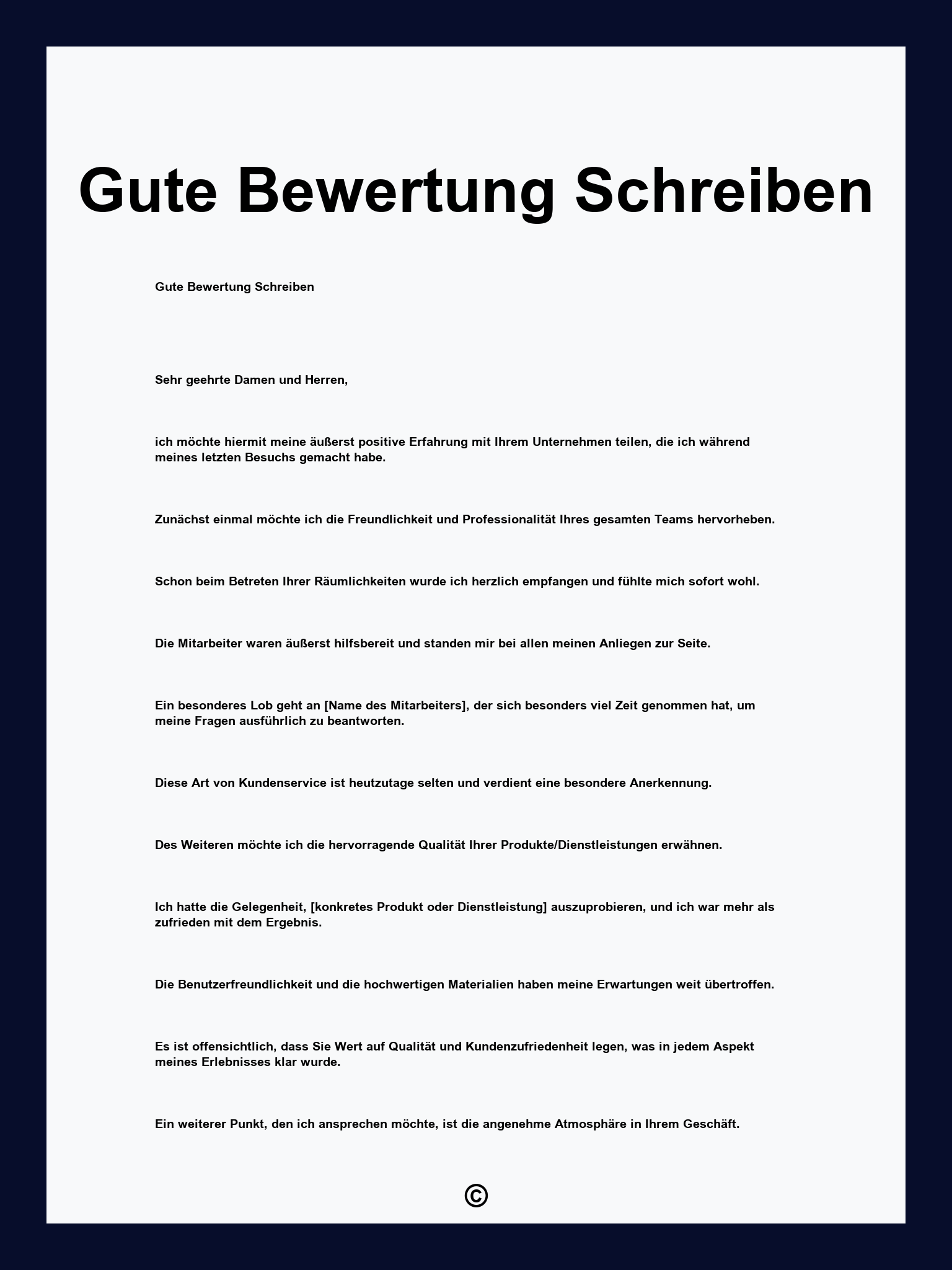 Gute Bewertung Schreiben