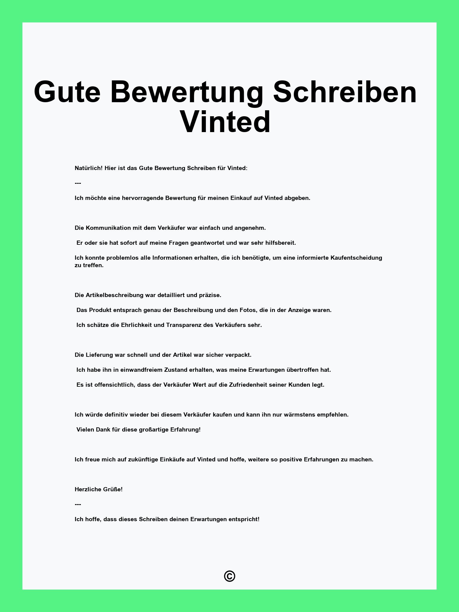 Gute Bewertung Schreiben Vinted
