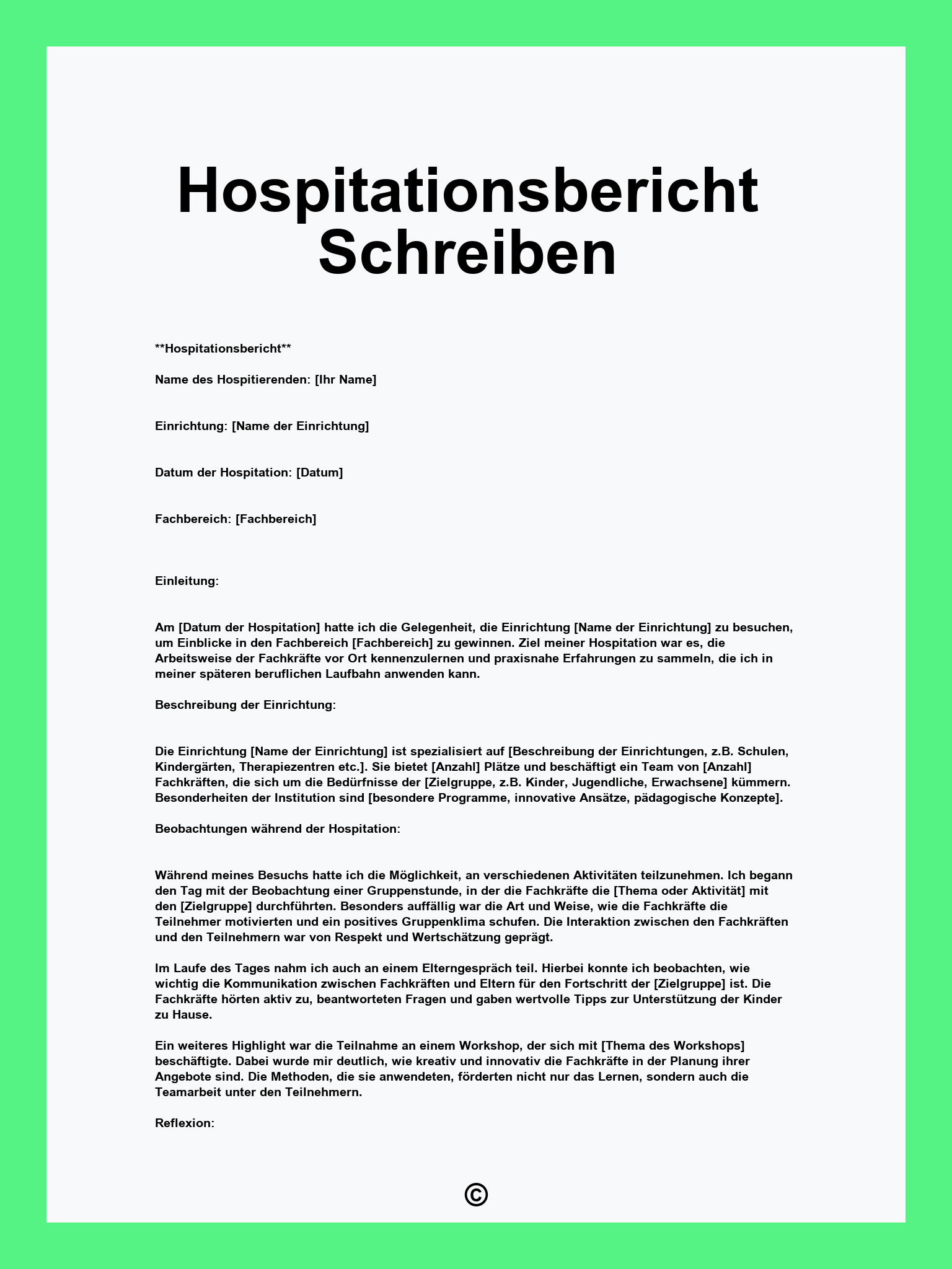 Hospitationsbericht Schreiben
