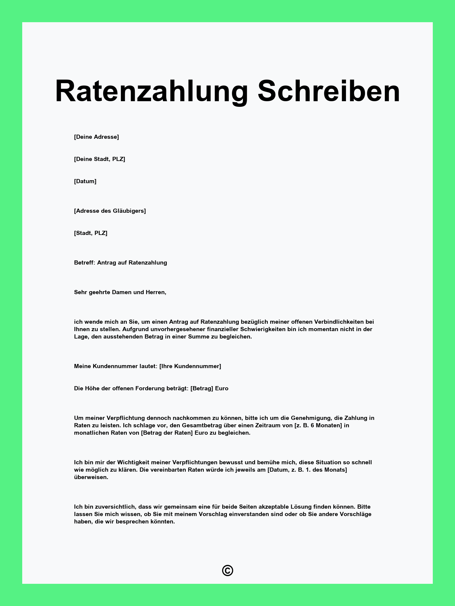 Ratenzahlung Schreiben
