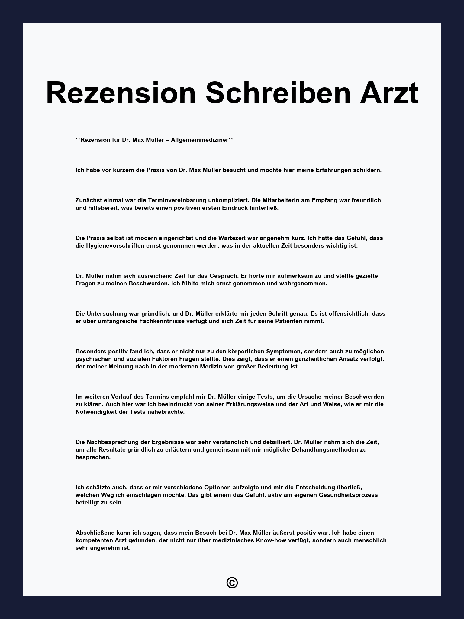 Rezension Schreiben Arzt