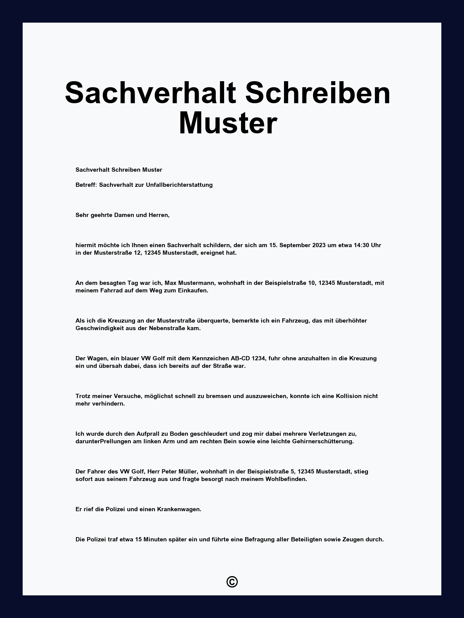 Sachverhalt Schreiben Muster