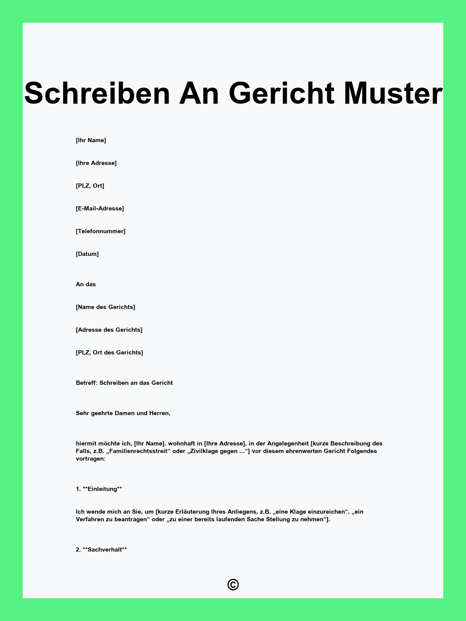 Schreiben An Gericht Muster